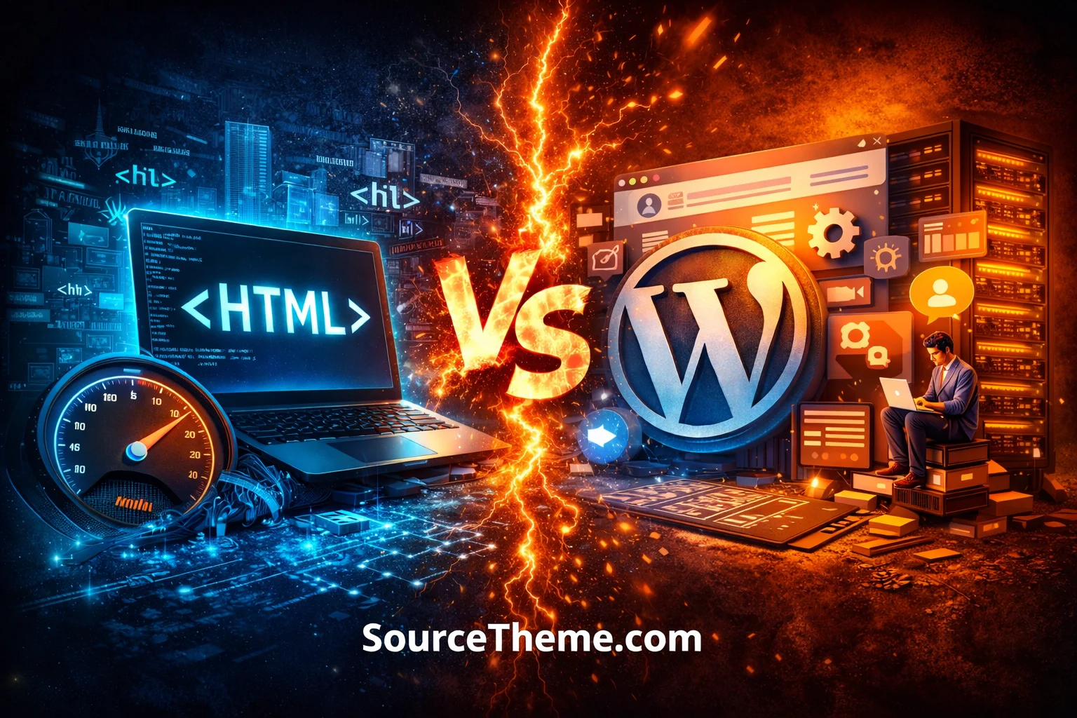 عکس وبلاگ تفاوت قالب HTML با وردپرس